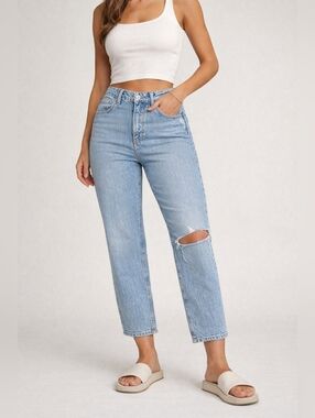 Abercrombie Curve Love Vintage Straight Jeans 33 (16S) High Rise Distressed